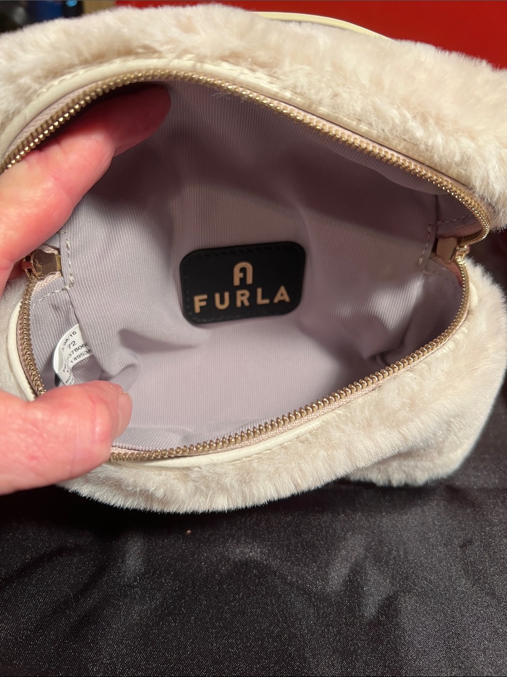 Furla Blush Faux-Fur Top Handle removable Crossbody strap - Picture 5 of 9
